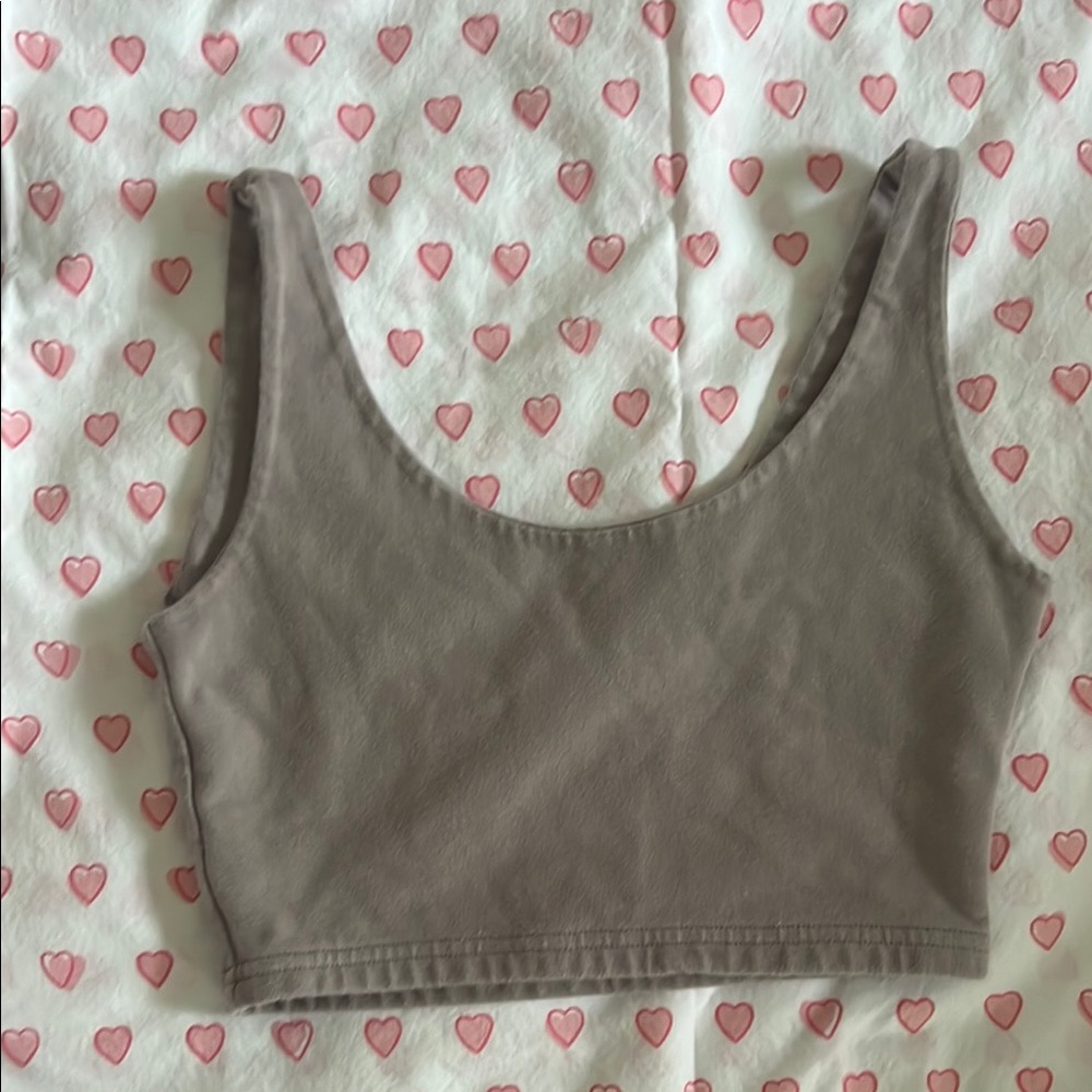 Brandy Melville Green Fitted Crop Tank Top